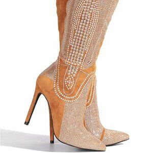 Cape Robbin Olkley Tan Heeled Knee High Boots — Size 6